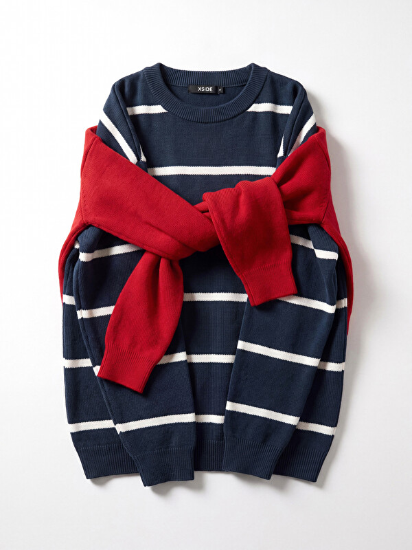 XSIDE Crew Neck Striped Men's Knitwear Sweater