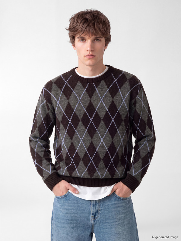 XSIDE Crew Neck Patterned Men's Sweater