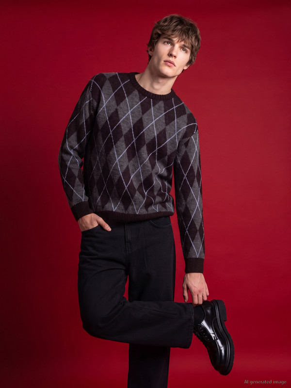 XSIDE Crew Neck Patterned Men's Sweater