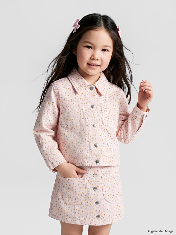 LCW Kids Gömlek Yaka Kız Çocuk Gabardin Ceket