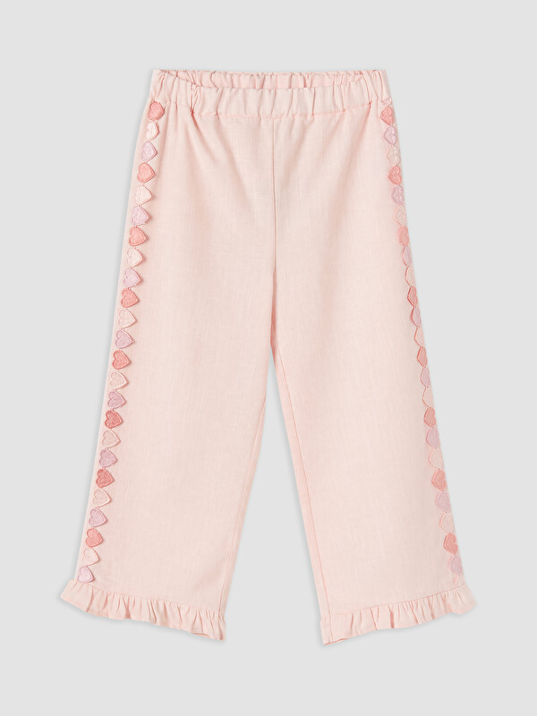 LCW baby Kız Çocuk Kalp Nakışlı Pantolon