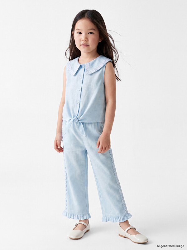 LCW Kids Kız Çocuk Nakışlı Pantolon