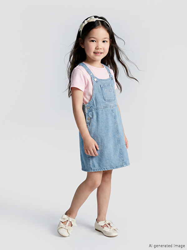 LCW Kids Taş İşlemeli Kız Çocuk Salopet
