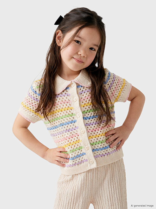 LCW Kids Kız Çocuk Ajurlu Triko Hırka