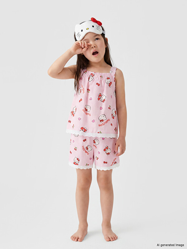 LCW Kids Hello Kitty Baskılı Kız Çocuk Pijama Takımı