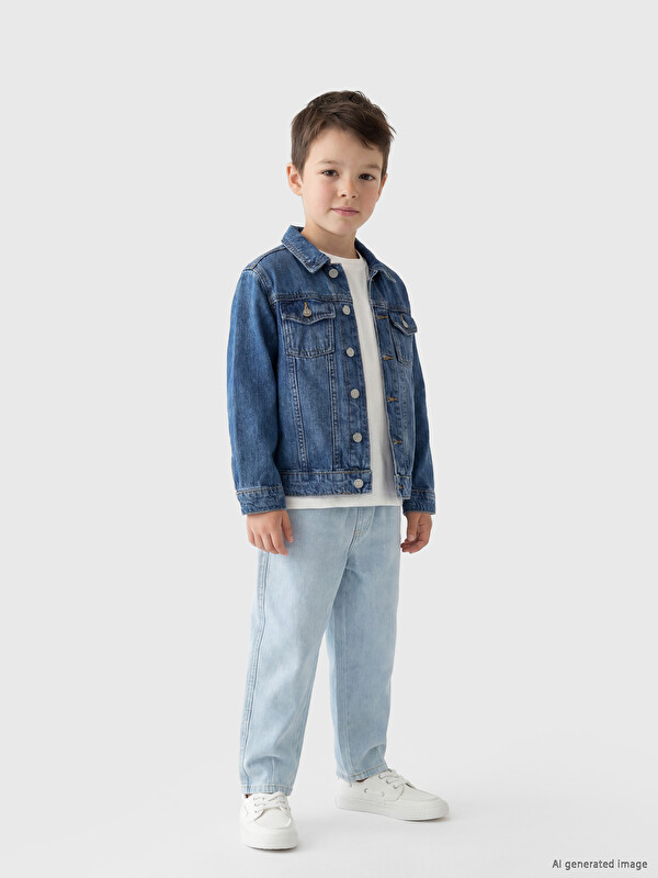LCW Kids Baggy Fit Beli Lastikli Erkek Çocuk Jean Pantolon
