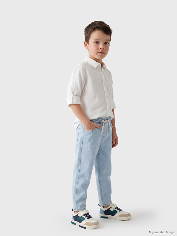 LCW Kids Regular Fit Beli Lastikli Erkek Çocuk Jean Pantolon