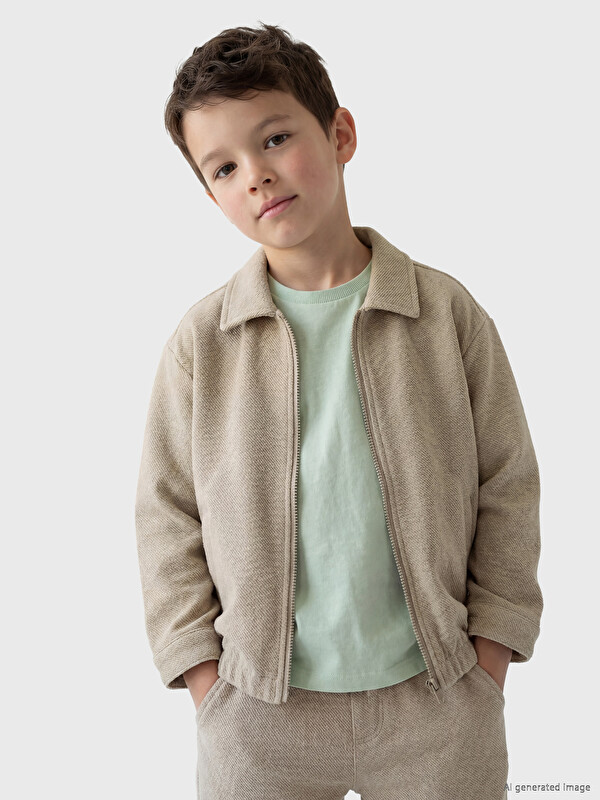 LCW Kids Polo Yaka Erkek Çocuk Fermuarlı Ceket