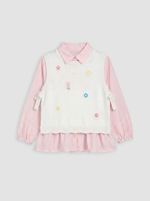 LCW Kids Kız Çocuk Nakışlı Gömlek ve Süveter