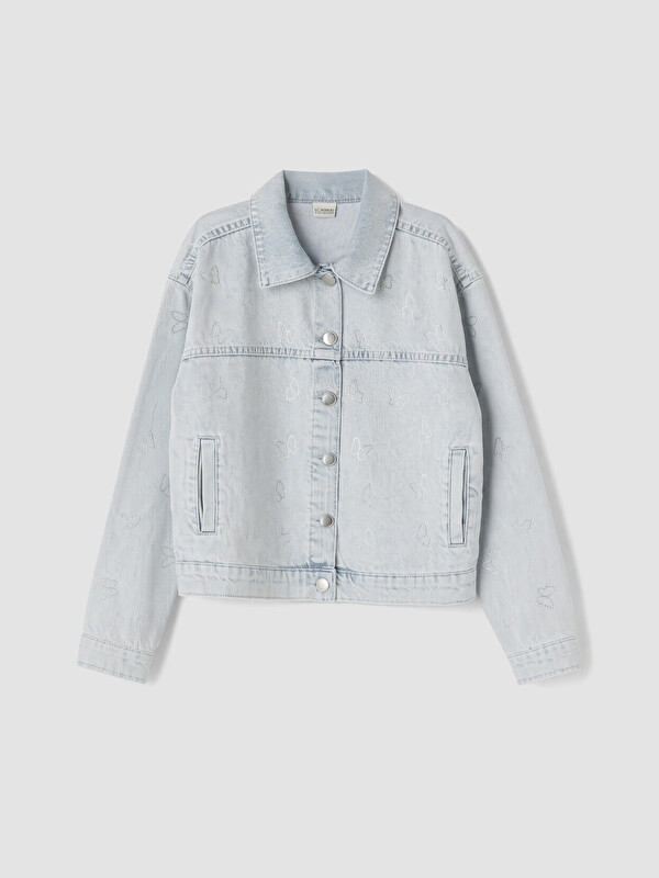 LCW Kids Taşlı Kız Çocuk Jean Ceket