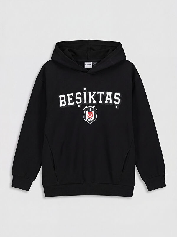 LCW Kids Kapüşonlu Beşiktaş Baskılı Erkek Çocuk Sweatshirt