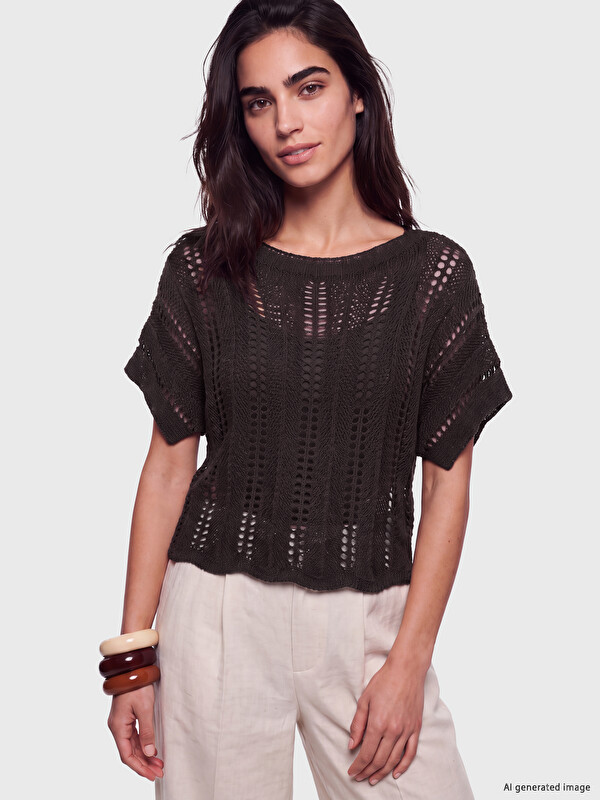 LCW Vision Slash Neck Open-Knit Women's Knitwear Sweater