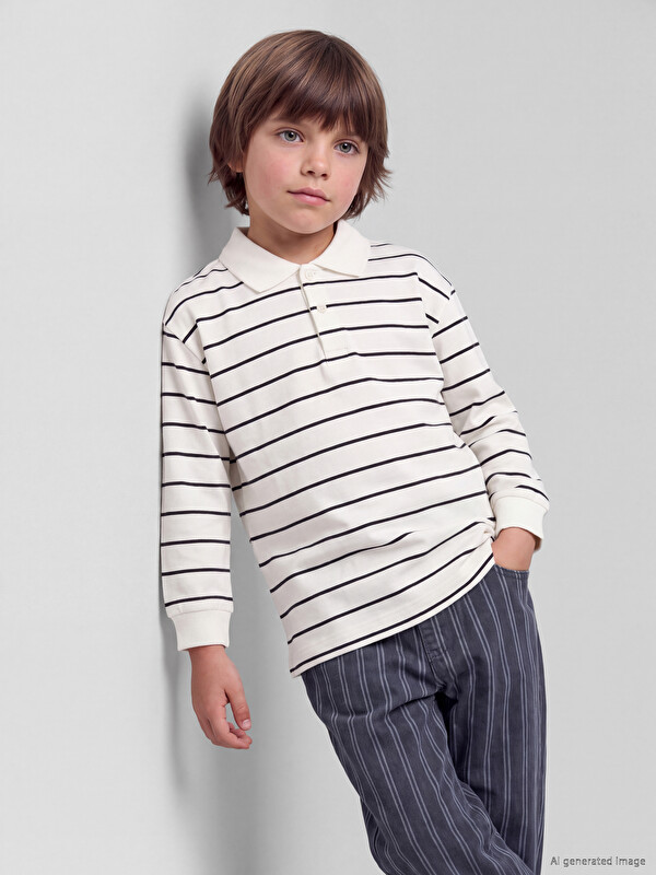 LCW Kids Смугаста футболка-поло для хлопчиків