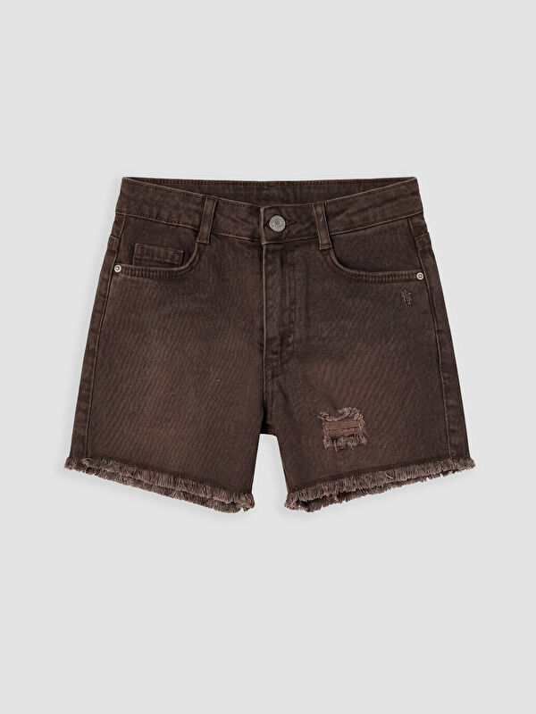 LCW Kids Yırtık Detaylı Kız Çocuk Jean Şort