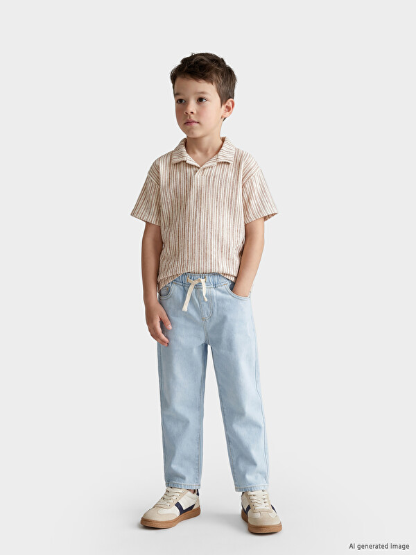 LCW Kids Resort Yaka Çizgili Erkek Çocuk Tişört