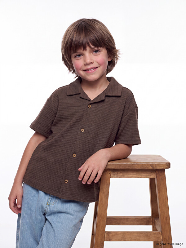 LCW Kids Resort Yaka Desenli Erkek Çocuk Gömlek