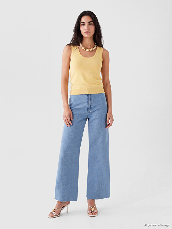 LCW Jeans Yüksek Bel Wideleg Fit Kadın Jean Pantolon
