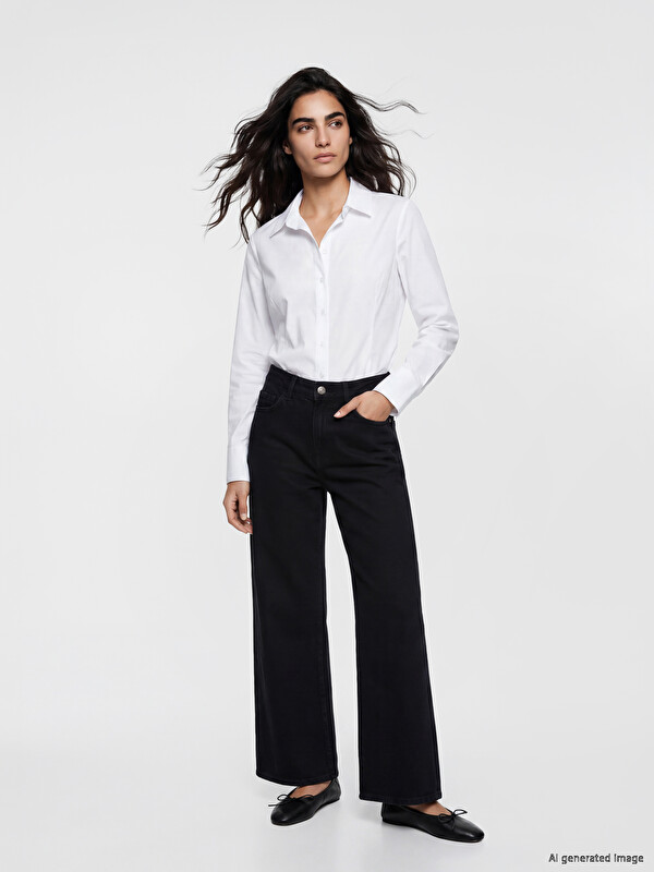 LCW Jeans Yüksek Bel Wideleg Kadın Jean Pantolon