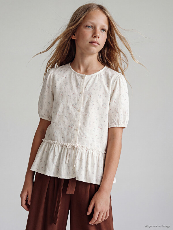 LCW Kids Fırfırlı Kız Çocuk Peplum Gömlek
