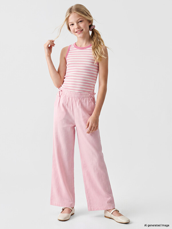 LCW Kids Geniş Paça Kız Çocuk Pantolon