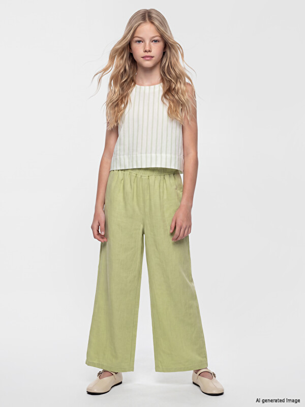 LCW Kids Geniş Paça Kız Çocuk Pantolon
