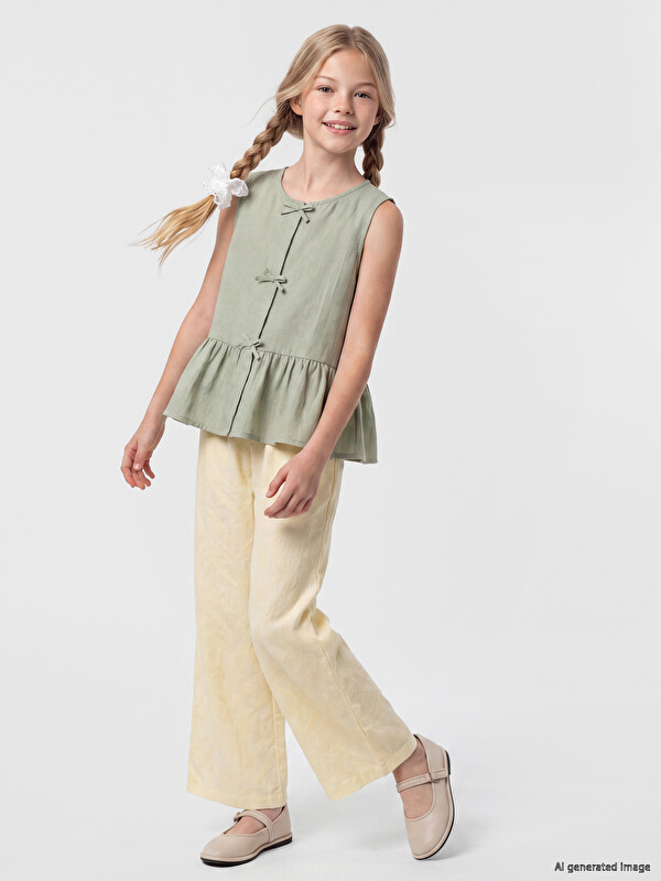 LCW Kids Kız Çocuk Geniş Paça Pantolon