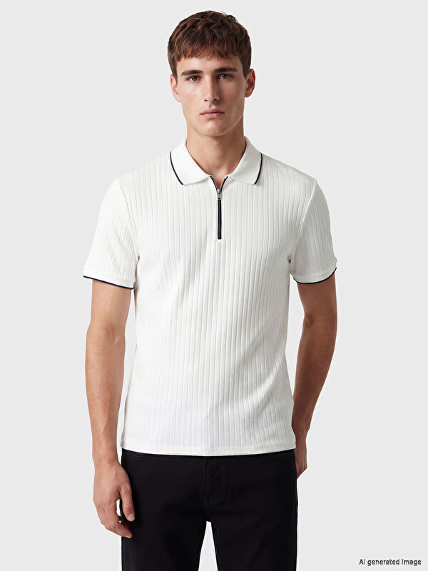 LCW Vision Polo Yaka Çizgili Erkek Tişört