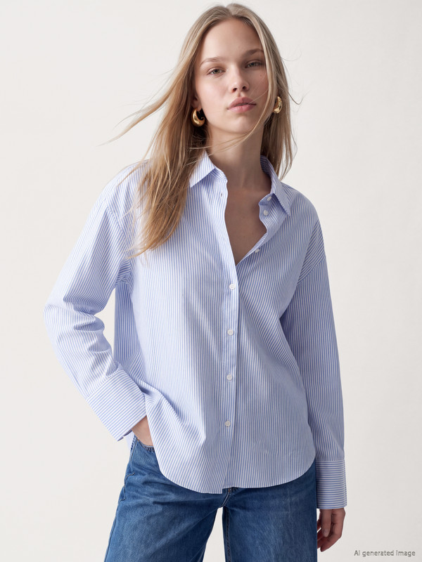 LCW Vision Striped Oversize Oxford Women's Shirt