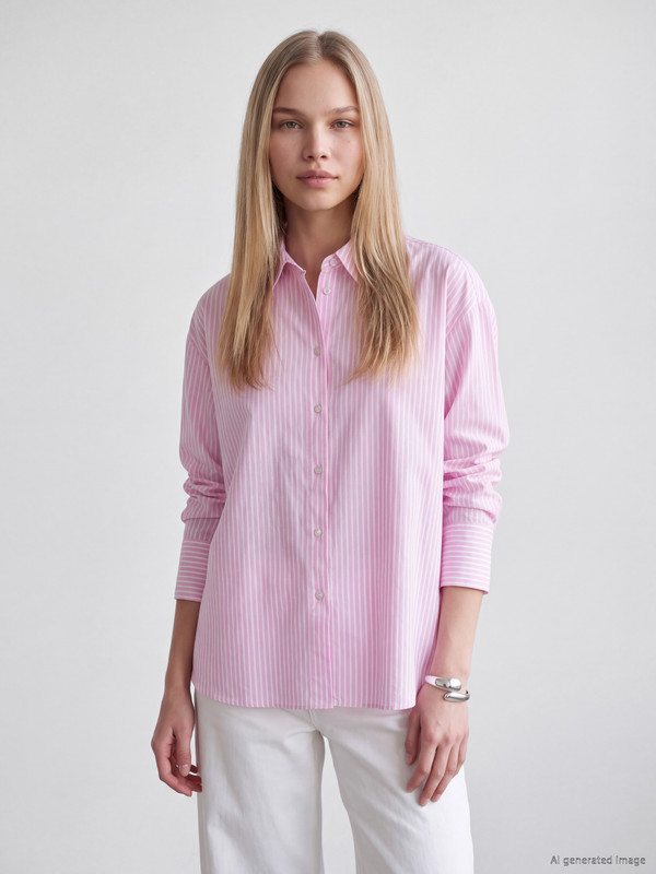LCW Vision Striped Oversize Oxford Women's Shirt