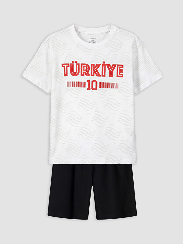 LCW Kids Türkiye Baskılı Erkek Çocuk Şortlu Pijama Takımı