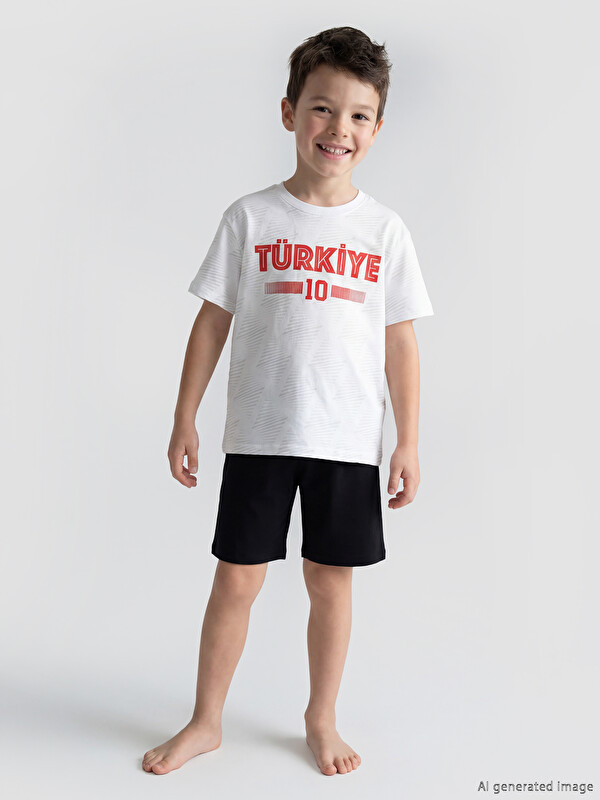LCW Kids Türkiye Baskılı Erkek Çocuk Şortlu Pijama Takımı