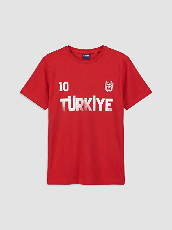 LCW Kids Bisiklet Yaka Türkiye Baskılı Erkek Çocuk Pijama Üst