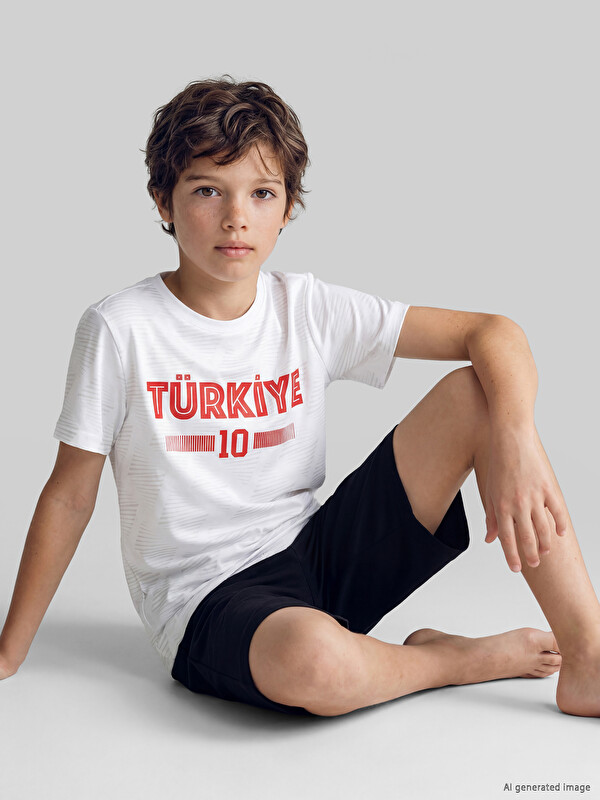 LCW Kids Türkiye Baskılı Erkek Çocuk Şortlu Pijama Takımı