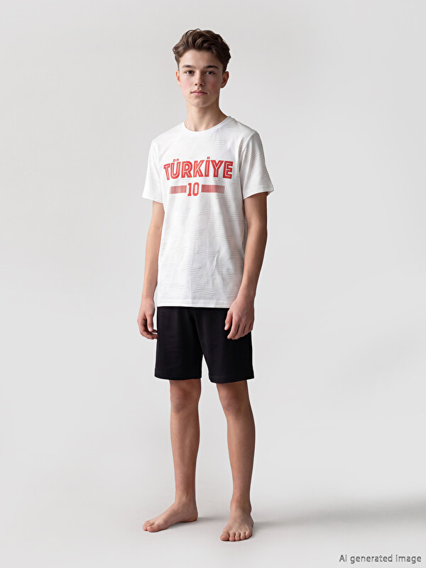 LCW Kids Türkiye Baskılı Erkek Çocuk Şortlu Pijama Takımı