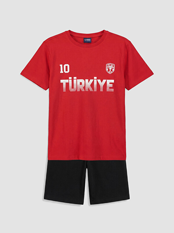 LCW Kids Türkiye Baskılı Erkek Çocuk Şortlu Pijama Takımı