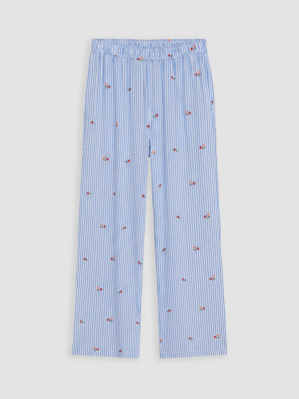 LCW Kids Geniş Paça Kız Çocuk Çiçekli Pantolon