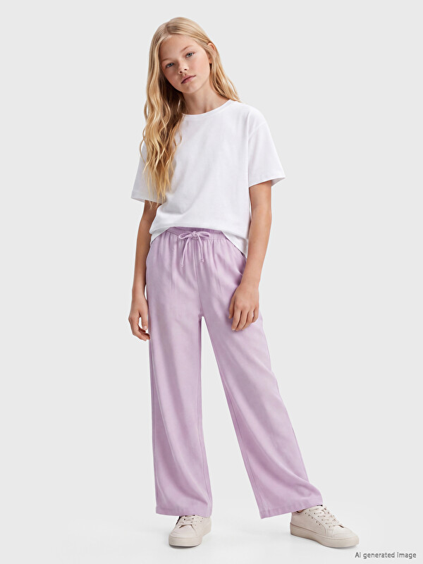 LCW Kids Kız Çocuk Geniş Paça Pantolon