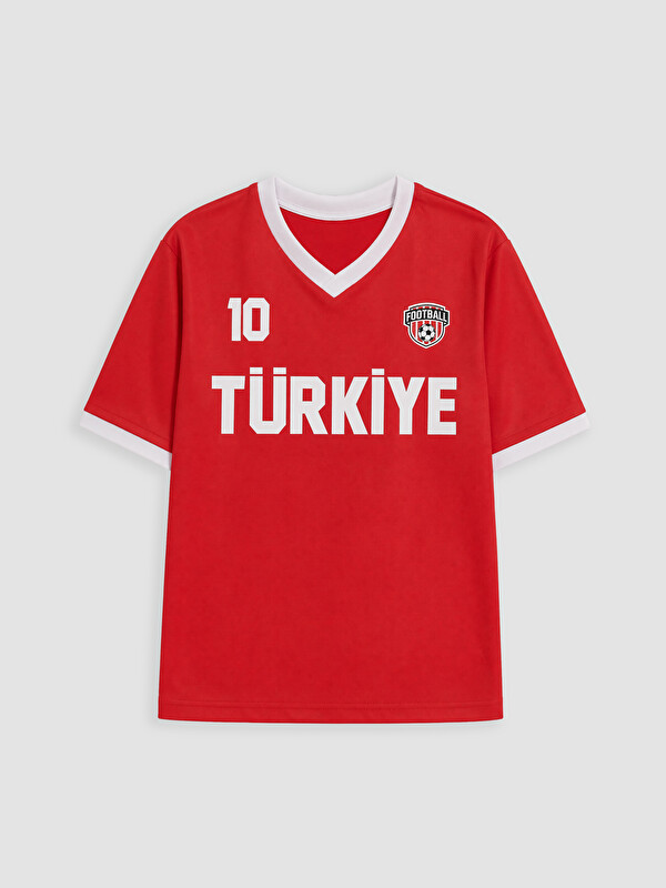 LCW Kids V Yaka Baskılı Erkek Çocuk Tişört