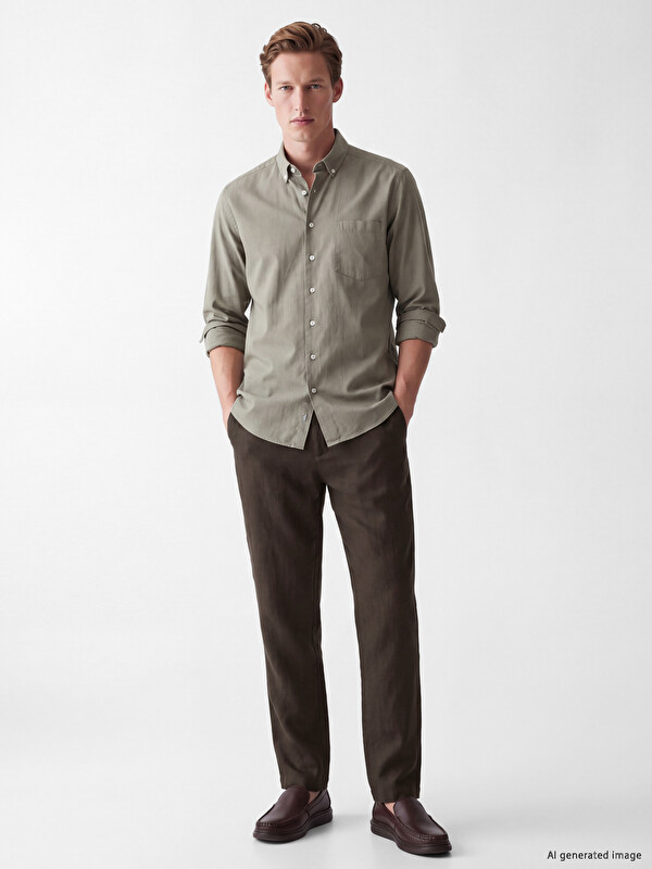 SOUTHBLUE Regular Fit %100 Keten Erkek Pantolon