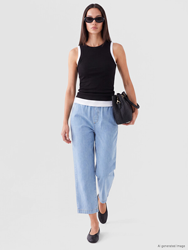 LCWAIKIKI Classic Elastic Waist Women's Jean Capri