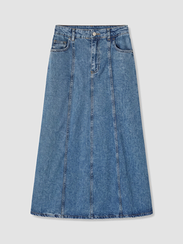 LCWAIKIKI Classic Yüksek Bel A Kesim Jean Etek