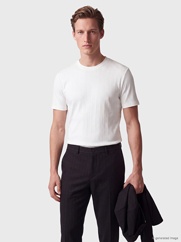 SOUTHBLUE Crew Neck Ribbed Men's T-Shirt