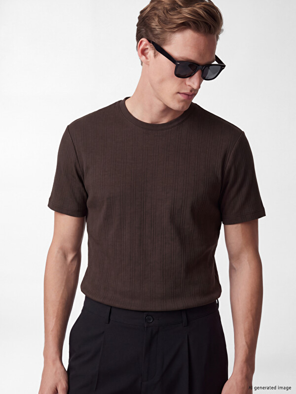 SOUTHBLUE Crew Neck Ribbed Men's T-Shirt