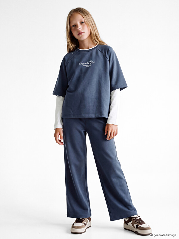 LCW Kids Baskılı Kız Çocuk Soft Touch Takım