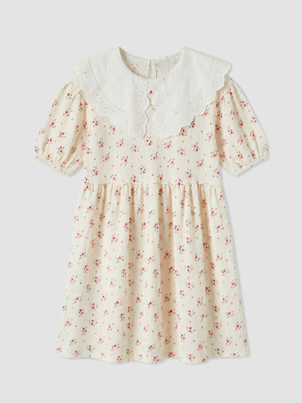 LCW Kids Bebe Yaka Çiçekli Kız Çocuk Elbise