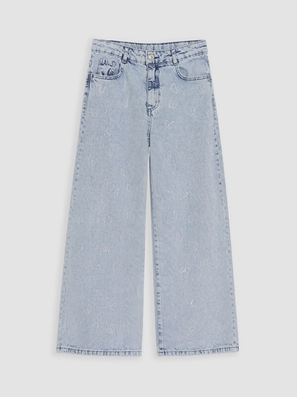 LCW Kids Wideleg Taşlı Kız Çocuk Jean Pantolon