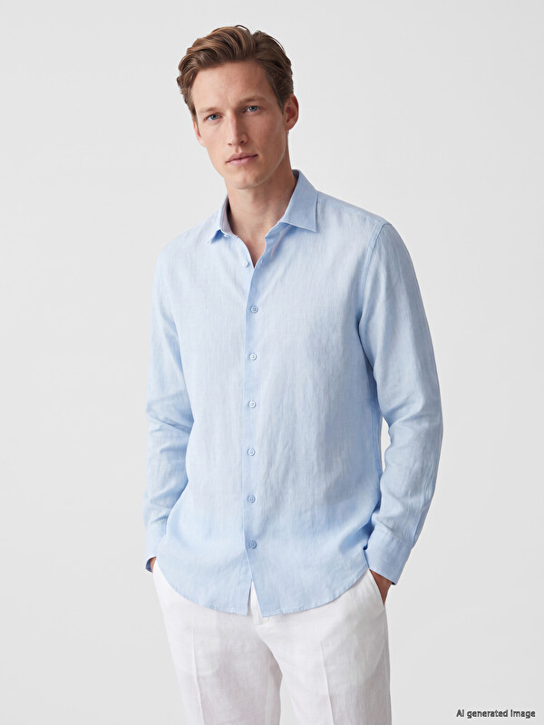 SOUTHBLUE Regular Fit %100 Keten Erkek Gömlek