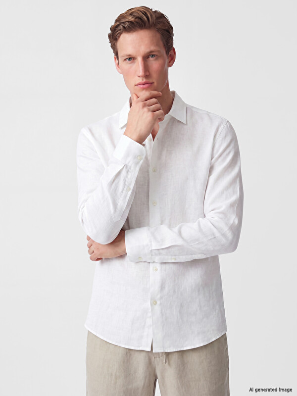 SOUTHBLUE Regular Fit %100 Keten Erkek Gömlek