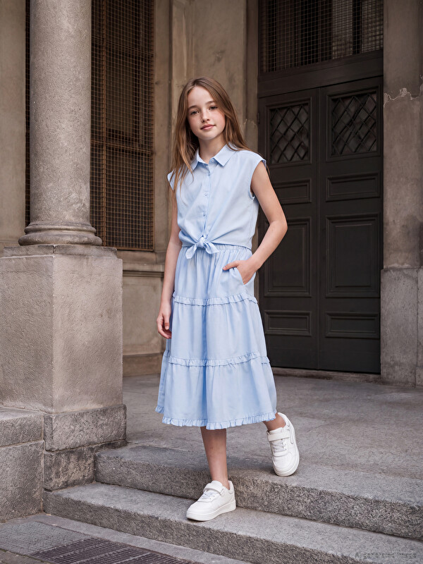 LCW Kids Многослойная юбка для девочек на эластичном поясе