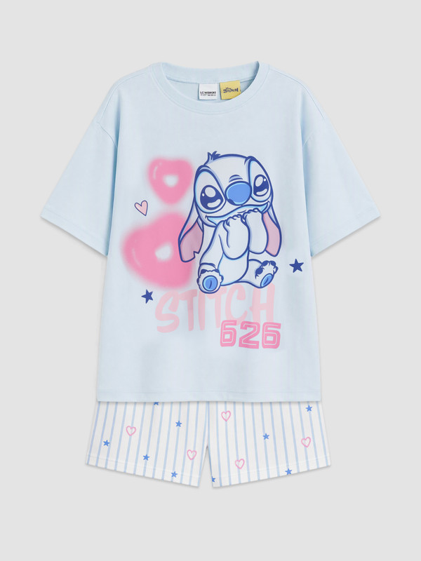 LCW Kids Ensemble de pyjama capri pour fille imprimé Stitch